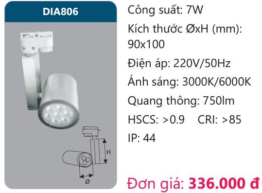 ĐÈN LED RỌI ĐIỂM GẮN THANH RAY DUHAL 7W DIA806