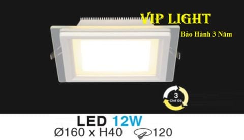  ĐÈN ÂM TRẦN KIẾNG ( MẶT KÍNH ) VUÔNG LED BA CHẾ ĐỘ ĐỔI MÀU 12W HUFA AT-63 LED 12W 3 MÀU 