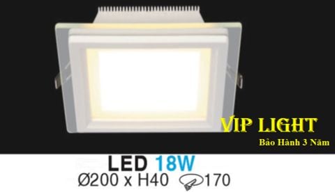  ĐÈN ÂM TRẦN KIẾNG ( MẶT KÍNH ) VUÔNG LED BA CHẾ ĐỘ ĐỔI MÀU 18W HUFA AT-64 LED 18W 3 MÀU 