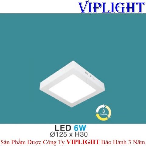  ĐÈN ỐP TRẦN, ĐÈN GẮN NỔI, ĐÈN ỐP NỔI _ VUÔNG PHI Ø125 LED 6W ĐỔI 3 MÀU MP 13 HUFA 