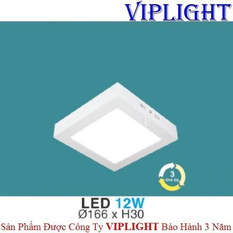  ĐÈN ỐP TRẦN, ĐÈN GẮN NỔI, ĐÈN ỐP NỔI _ VUÔNG PHI Ø166 LED 12W ĐỔI 3 MÀU MP 14 HUFA 