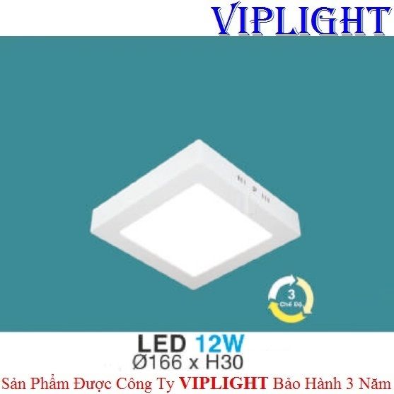 ĐÈN ỐP TRẦN, ĐÈN GẮN NỔI, ĐÈN ỐP NỔI _ VUÔNG PHI Ø166 LED 12W ĐỔI 3 MÀU MP 14 HUFA