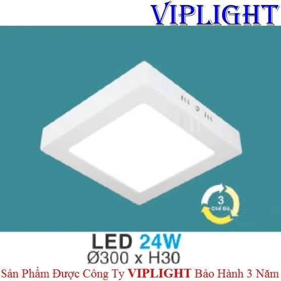 ĐÈN ỐP TRẦN, ĐÈN GẮN NỔI, ĐÈN ỐP NỔI _ VUÔNG PHI Ø300 LED 24W ĐỔI 3 MÀU MP 16 HUFA