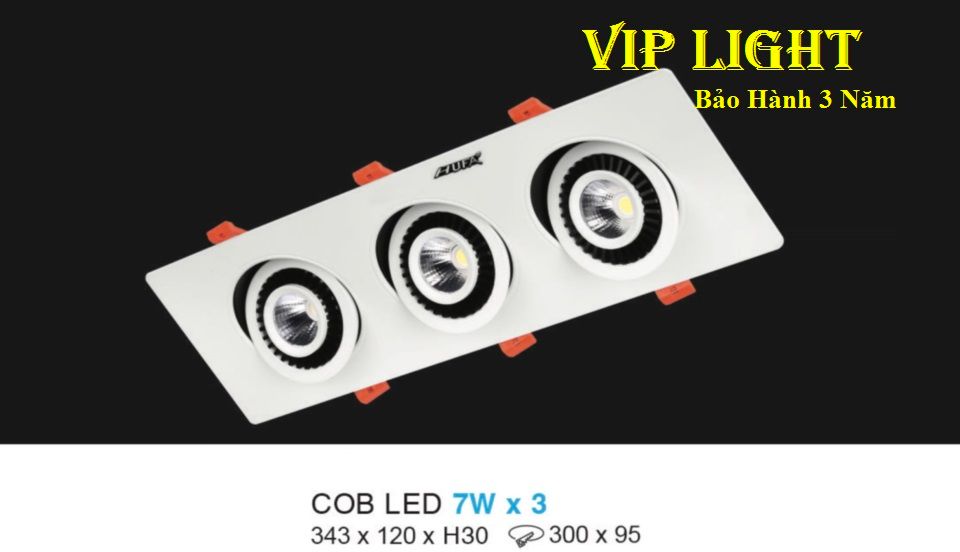 ĐÈN ÂM TRẦN VUÔNG CHIẾU ĐIỂM LED COB 21W 3 BA BÓNG HUFA AT-97 COB LED 7WX3