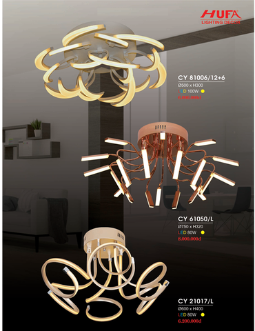  ĐÈN MÂM LED ỐP TRẦN CY 81006/12+6, CY 61050/L, CY 21017/L 