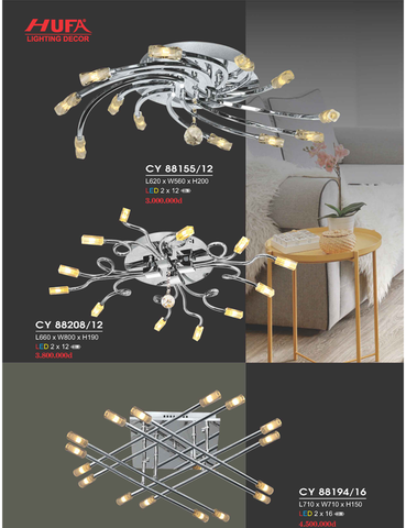  ĐÈN MÂM LED ỐP TRẦN CY 88155/12, CY 88208/12, CY 88194/16 