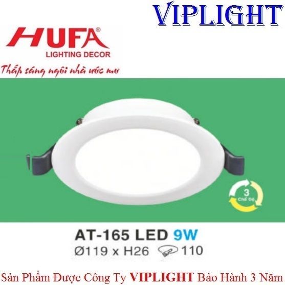 ĐÈN ÂM TRẦN HUFA LED 9W BA CHẾ ĐỘ AT-165 LED 9W TRÒN 3 MÀU