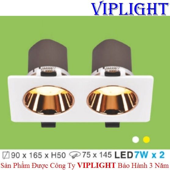 ĐÈN ÂM TRẦN MẶT VUÔNG ĐÔI 2 BÓNG AT-176 LED 7W x 2