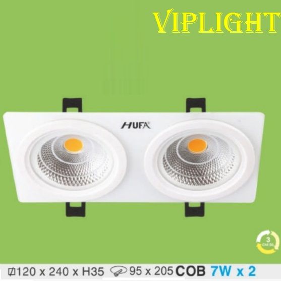 ĐÈN ÂM TRẦN MẶT VUÔNG ĐÔI 2 BÓNG LED COB 3 CHẾ ĐỘ AT-184 7WX2