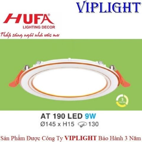  ĐÈN ÂM TRẦN MỎNG VIỀN VÀNG HUFA LED 9W BA CHẾ ĐỘ AT 190 LED 9W 3 MÀU 