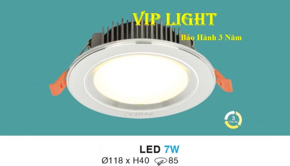 ĐÈN ÂM TRẦN VIỀN BẠC LED 7W BA 3 MÀU HUFA AT111 LED 7W