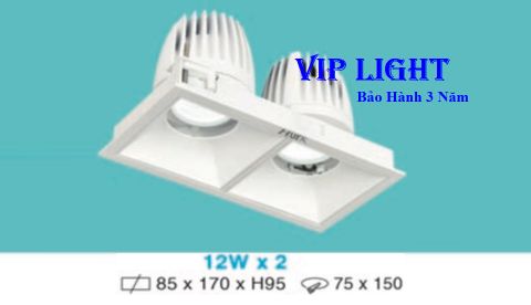  ĐÈN ÂM TRẦN VUÔNG LED CHIẾU ĐIỂM 24W 2 HAI BÓNG HUFA AT-149 12WX2 