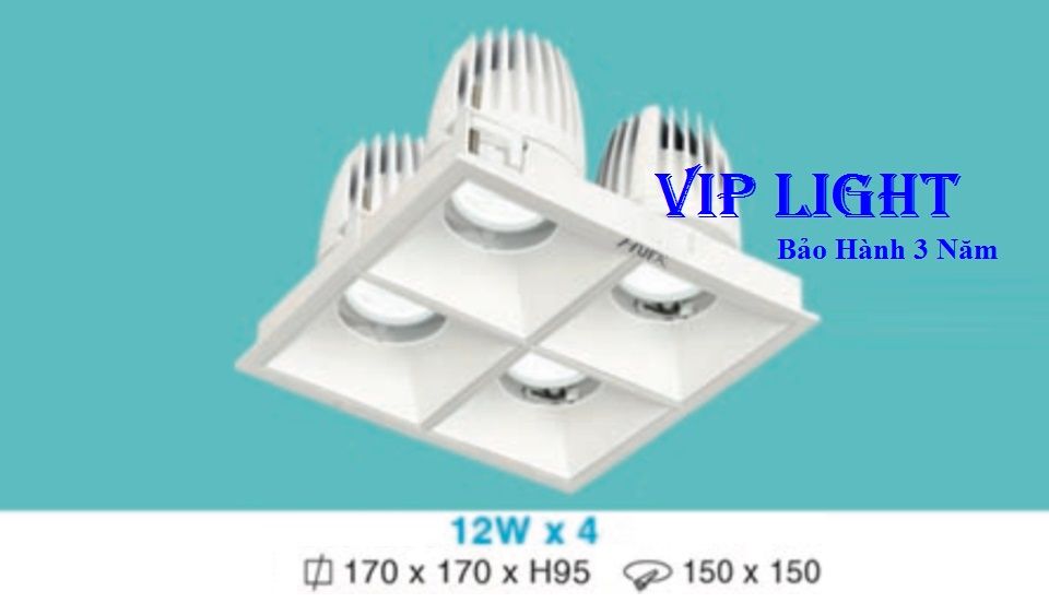 ĐÈN ÂM TRẦN VUÔNG LED CHIẾU ĐIỂM 48W 4 BỐN BÓNG HUFA AT-151 12WX4