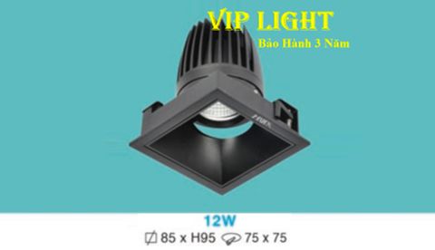  ĐÈN ÂM TRẦN VUÔNG VỎ ĐEN LED CHIẾU ĐIỂM 12W HUFA AT-152 12W 