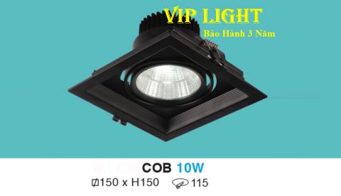  ĐÈN ÂM TRẦN VUÔNG VỎ ĐEN LED COB CHIẾU ĐIỂM 10W HUFA AT-100 COB 10W 