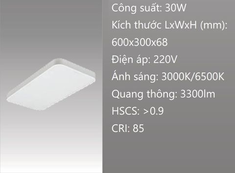  ĐÈN GẮN NỔI ỐP TRẦN 300 x 600 (30 x 60) LED 30W 