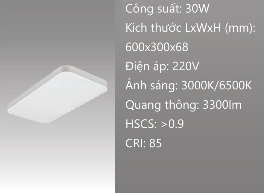 ĐÈN GẮN NỔI ỐP TRẦN 300 x 600 (30 x 60) LED 30W