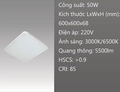  ĐÈN GẮN NỔI ỐP TRẦN 600 x 600 (60 x 60) LED 50W 