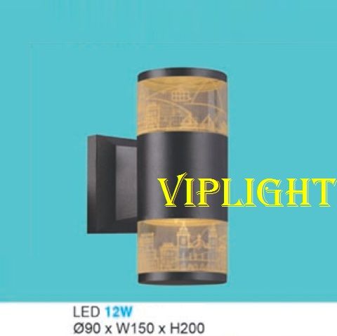 ĐÈN GẮN TƯỜNG THÂN TRỤ LED 3 BA MÀU 12W VỎ ĐEN TRANG TRÍ VLHFAK802