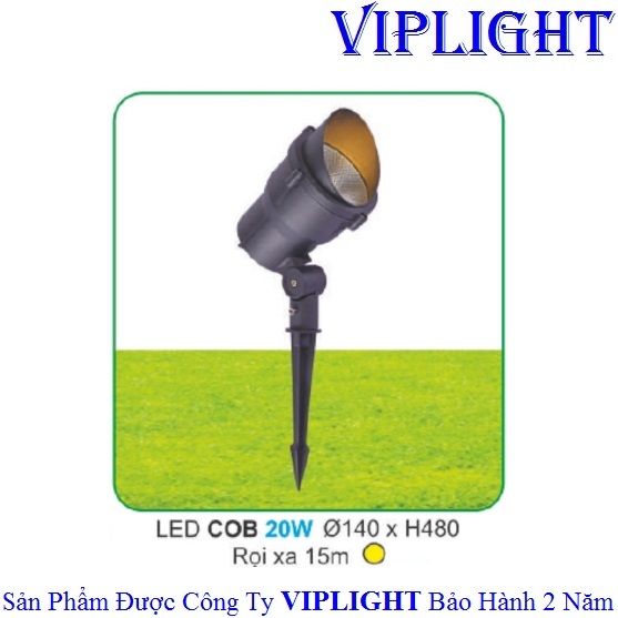 ĐÈN GHIM CẮM CỎ LED COB 20W RỌI XA 15 MÉT VLGC795 (CHIẾU XA 15M)