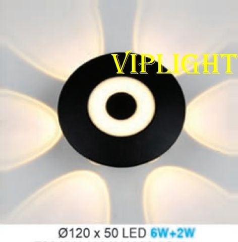  ĐÈN HẮT VÁCH TƯỜNG HÀNH LANG TRANG TRÍ LED 6W+2W VLHFAK50 TRÒN 6 TIA 