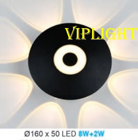 ĐÈN HẮT VÁCH TƯỜNG HÀNH LANG TRANG TRÍ LED 8W+2W VLHFAK51 TRÒN 8 TIA