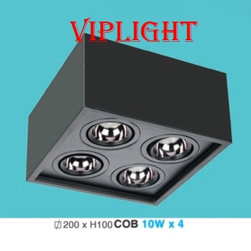 ĐÈN HỘP GẮN NỔI LED COB BỐN 4 BÓNG x 10W THÂN VỎ ĐEN LN-32