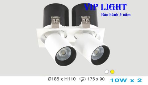  ĐÈN LED ÂM TRẦN CHIẾU ĐIỂM 2 HAI BÓNG 20W HUFA AT-109 COB 10W X 2 