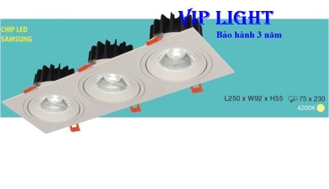  ĐÈN LED DOWNLIGHT ÂM TRẦN VUÔNG 3 BA BÓNG 21W HUFA AT-104 COB 7WX3 