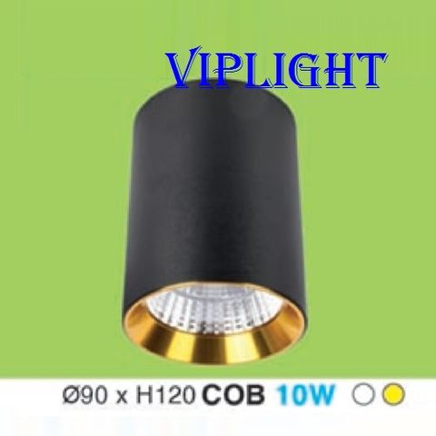  ĐÈN LON GẮN NỔI LED COB 10W THÂN VỎ MÀU ĐEN VIỀN VÀNG TRANG TRÍ LN-20 