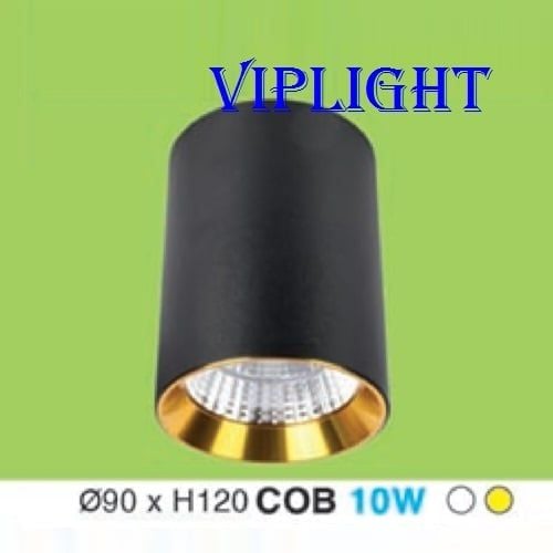 ĐÈN LON GẮN NỔI LED COB 10W THÂN VỎ MÀU ĐEN VIỀN VÀNG TRANG TRÍ LN-20