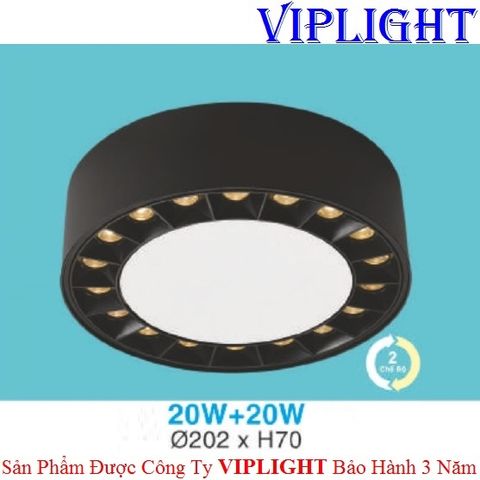  ĐÈN LON GẮN NỔI THIẾT KẾ 2 VIỀN LED 20W+20W 