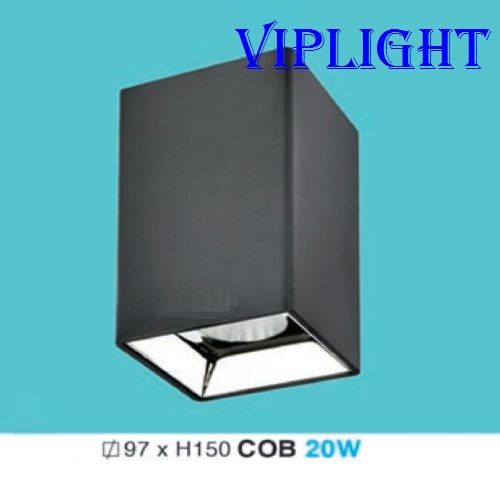 ĐÈN LON GẮN NỔI VUÔNG THÂN CAO LED COB 20W (VỎ ĐEN LN-36)