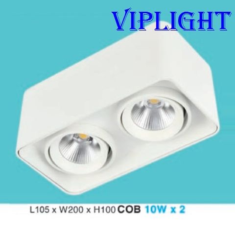  ĐÈN LON VUÔNG GẮN NỔI CHIẾU ĐIỂM HAI BÓNG LED COB 2x10W (VỎ TRẮNG LN-29) 