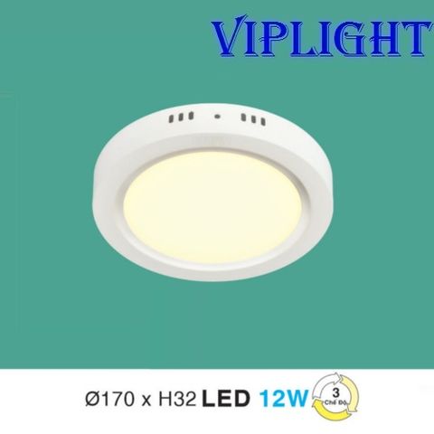  ĐÈN ỐP TRẦN ( GẮN NỔI - ỐP NỔI ) LED 3 BA MÀU 12W TRÒN MP-20 