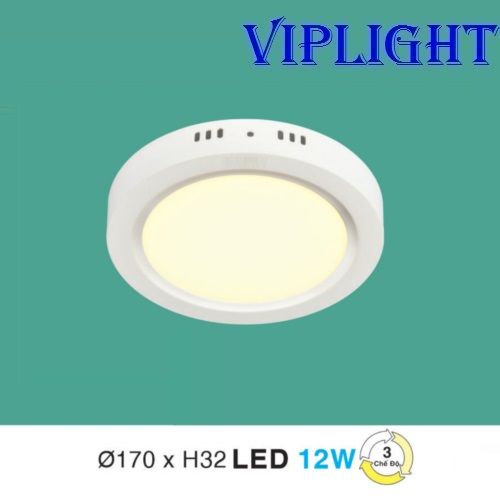 ĐÈN ỐP TRẦN ( GẮN NỔI - ỐP NỔI ) LED 3 BA MÀU 12W TRÒN MP-20