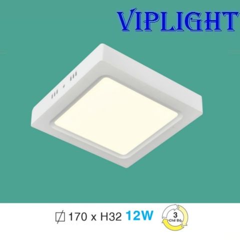  ĐÈN ỐP TRẦN ( GẮN NỔI - ỐP NỔI ) LED 3 BA MÀU 12W VUÔNG MP-23 