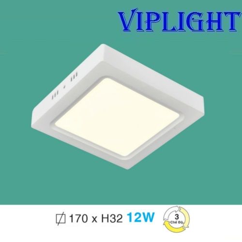 ĐÈN ỐP TRẦN ( GẮN NỔI - ỐP NỔI ) LED 3 BA MÀU 12W VUÔNG MP-23