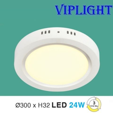  ĐÈN ỐP TRẦN ( GẮN NỔI - ỐP NỔI ) LED 3 BA MÀU 24W TRÒN MP-22 