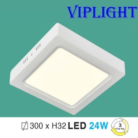  ĐÈN ỐP TRẦN ( GẮN NỔI - ỐP NỔI ) LED 3 BA MÀU 24W VUÔNG MP-25 