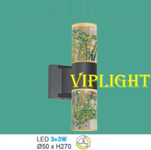 ĐÈN THÂN TRỤ GẮN VÁCH TƯỜNG TRANG TRÍ LED 6W BA 3 MÀU VLHFAK092