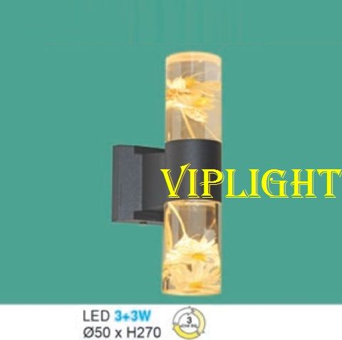ĐÈN THÂN TRỤ GẮN VÁCH TƯỜNG TRANG TRÍ LED 6W BA 3 MÀU VLHFAK095
