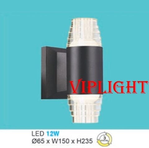 ĐÈN TRỤ 2 HAI ĐẦU GẮN VÁCH TƯỜNG TRANG TRÍ LED 12W BA 3 MÀU VLHF7008