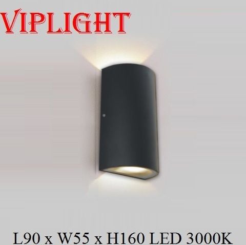 ĐÈN TƯỜNG HẮT 2 HAI ĐẦU HÌNH BÁN TRỤ VL355VNT2260 THÂN ĐEN