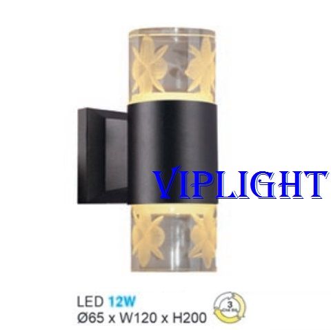 ĐÈN VÁCH TƯỜNG HÀNH LANG LED 12W 3 MÀU TRANG TRÍ VLHFAK7050 SƠN ĐEN