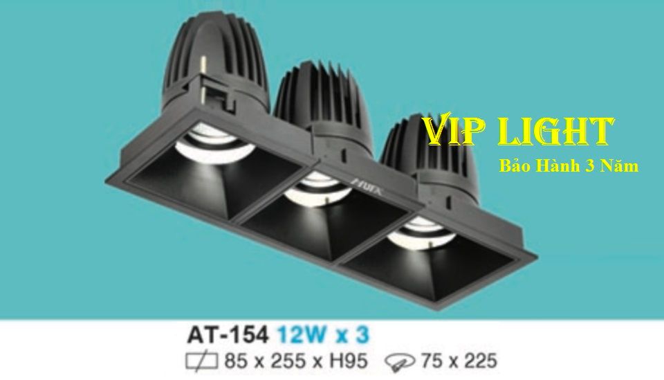 ĐÈN ÂM TRẦN VUÔNG VỎ ĐEN LED CHIẾU ĐIỂM 36W 3 BA BÓNG HUFA AT-154 12WX3