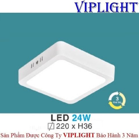  ĐÈN LED ỐP TRẦN, ĐÈN LED GẮN NỔI, ĐÈN LED ỐP NỔI _ VUÔNG PHI Ø220 ĐỔI MÀU 24W MP 30 HUFA 