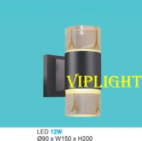 ĐÈN VÁCH TƯỜNG HÀNH LANG NGOÀI TRỜI LED 12W BA 3 MÀU TRANG TRÍ VLHFAK6082 ĐEN