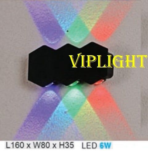ĐÈN HẮT VÁCH TƯỜNG HÀNH LANG NGOÀI TRỜI TRANG TRÍ LED 6W VLHFAK16 CHIẾU TIA 3 MÀU