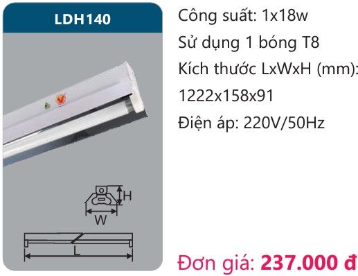 MÁNG ĐÈN CÔNG NGHIỆP CHÓA PHẢN QUANG DUHAL LDH140